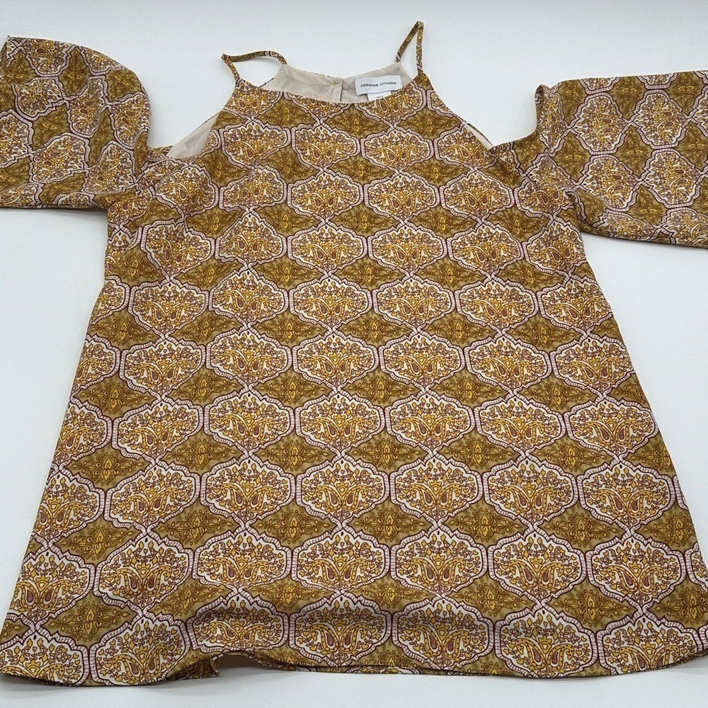 Adrienne Vittadini Womens Blouse Paisley Top‎ Short Sleeve Cold Shoulder Small